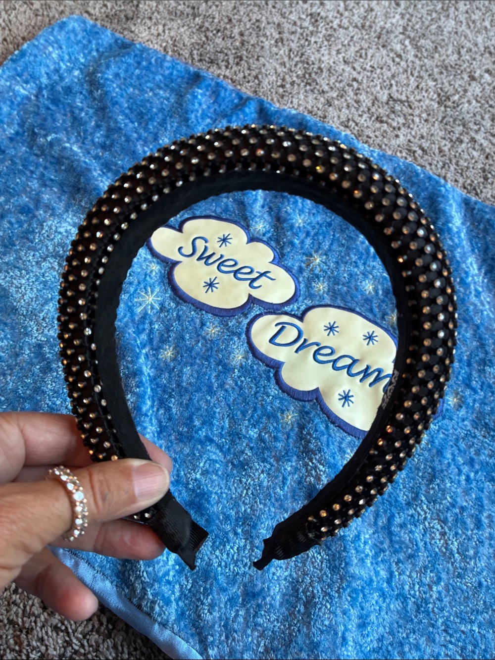 Black Rhinestone Padded Headband - Sweet Sparkle